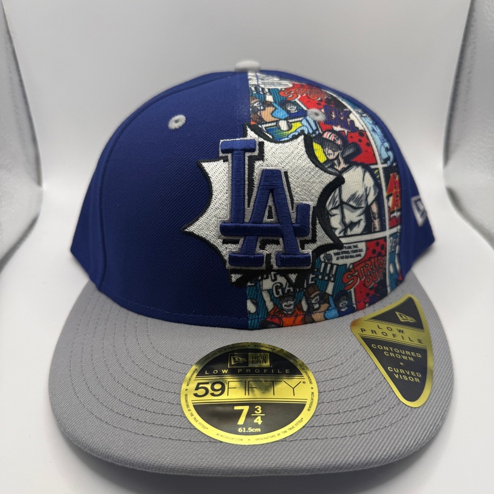 New Era 59FIFTY LP Los Angeles Dodgers Comic Book Hat 7 3/4 Blue Grey 60692991